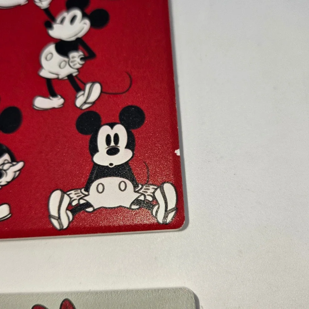 Disney Mickey Minnie Mouse‎ Ceramic Coaster Set of 4 Red Cork Backing